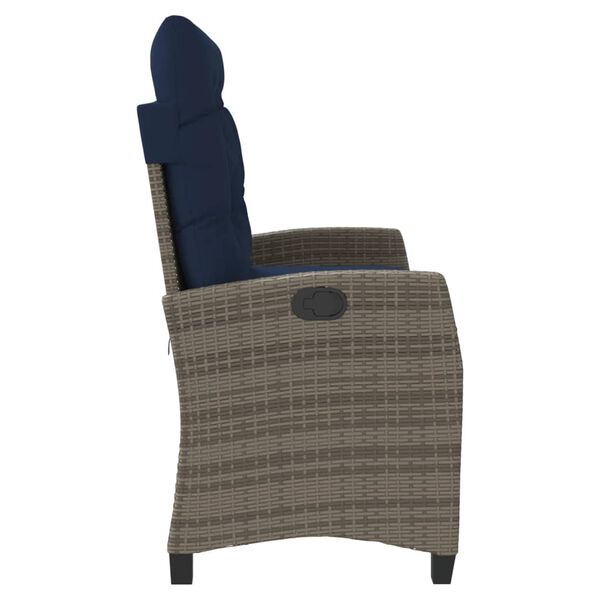 vidaXL Puutarhapenkki kallistuva tyynyillä harmaa polyrottinki