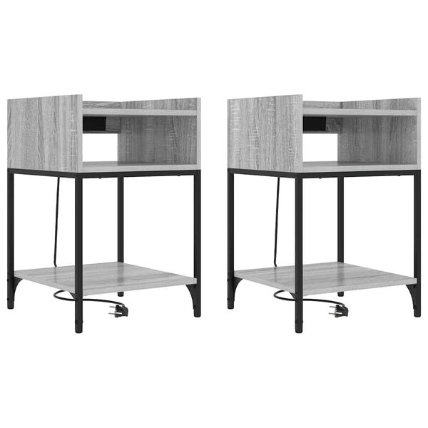 vidaXL Yöpöytäkaappi 2 pcs Harmaa Sonoma 40 x 40 x 61 cm Tekninen puu