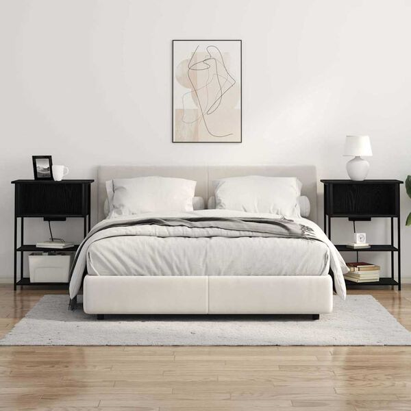 vidaXL Y&ouml;p&ouml;yt&auml;kaappi Musta tammi. 55 x 31 x 76 cm Tekninen puu