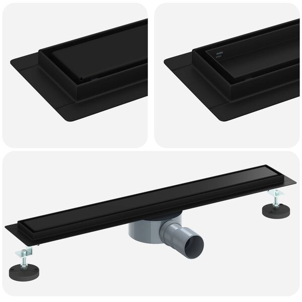 vidaXL Suihkuhuuhtelija 2-in-1 360&deg; poistoputkella Musta 60 cm