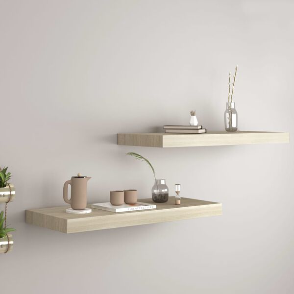 vidaXL Kelluvat seinähyllyt 2 kpl tammi 60x23,5x3,8 cm MDF