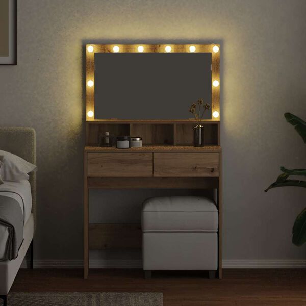 vidaXL Meikkip&ouml;yt&auml; Artisan tammi 80 x 41 x 134,5 cm Tekninen puu