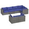 vidaXL 7-osainen Puutarhasohvasarja tyynyill&auml; harmaa polyrottinki