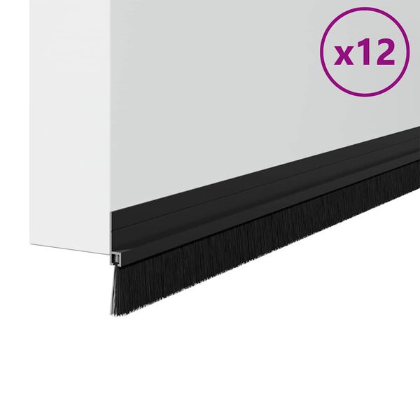 vidaXL Itsekiinnittyv&auml;t oven harjatiivisteet 12 pcs Musta 100 cm