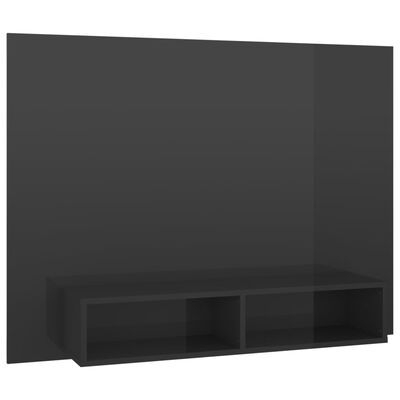 vidaXL TV-taso seinälle korkeakiilto harmaa 120x23,5x90 cm lastulevy