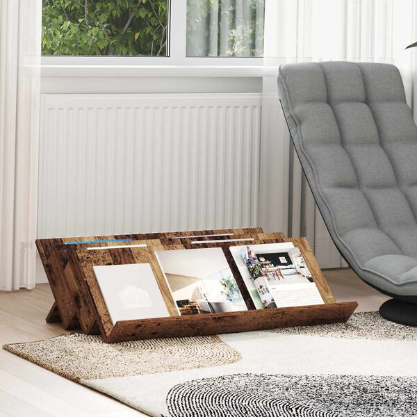 vidaXL Lehtiteline hyllyll&auml; Vanha puu 90 x 53 x 28,5 cm Tekninen puu