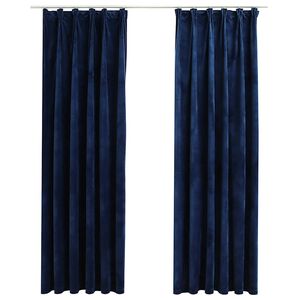vidaXL Pimennysverhot koukuilla 2 kpl sametti tummansininen 140x225 cm