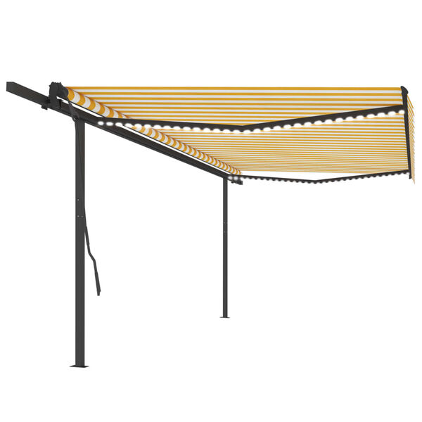 vidaXL Sis&auml;&auml;nkelattava markiisi LED/tuulisensori 5x3,5m keltavalkoinen