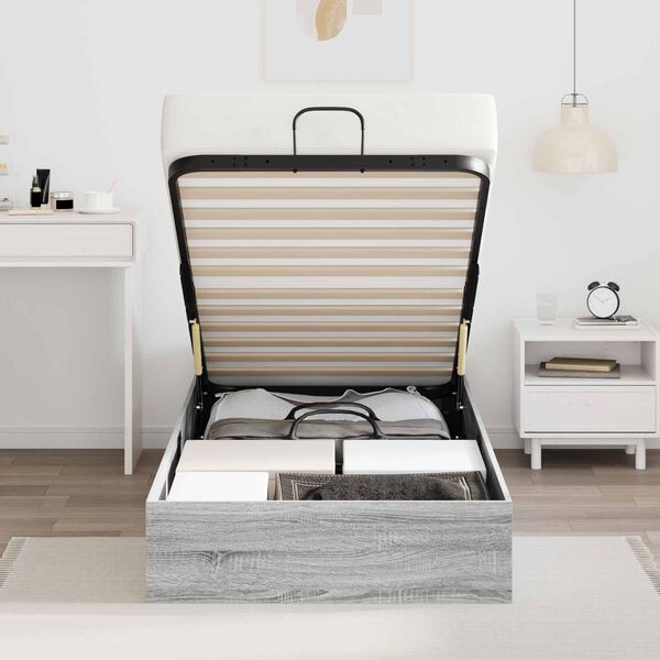 vidaXL Ottoman S&auml;ngyn Runko Harmaa Sonoma 193 x 120 x 25 cm Lastulevy