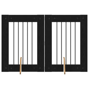 vidaXL Koiraportti jaloilla 2 pcs Musta tammi 60 x 80 cm Tekninen puu