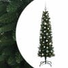vidaXL Kapea tekokuusi joulupalloilla 120 cm 150 LEDi&auml;