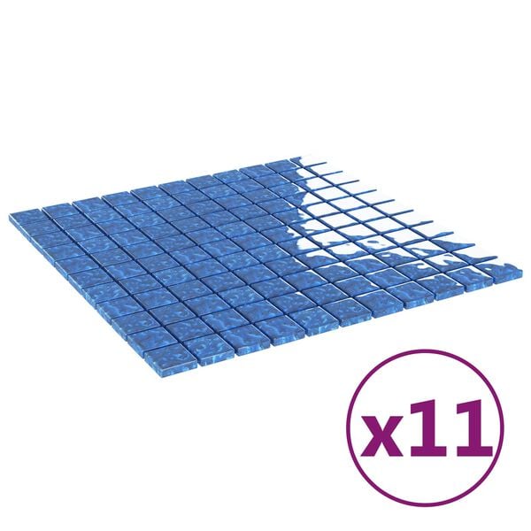 vidaXL Mosaiikkilaatta 11 pcs Sininen 50 x 50 cm Lasi