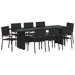 vidaXL Piharuokailu setti 9 kpl Musta polyrottinki