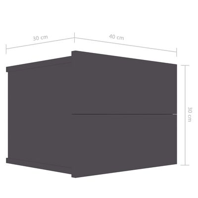 vidaXL Yöpöytä harmaa 40x30x30 cm lastulevy