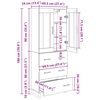 vidaXL Korkea kaappi Vanha puu 69,5 x 34 x 180 cm Tekninen puu