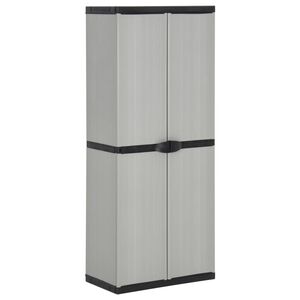 vidaXL Puutarhan varastokaappi 3 hylly&auml; musta ja harmaa 68x40x168 cm