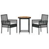 vidaXL Puutarhan Bistro Set 3 pcs Musta Polyrotangi