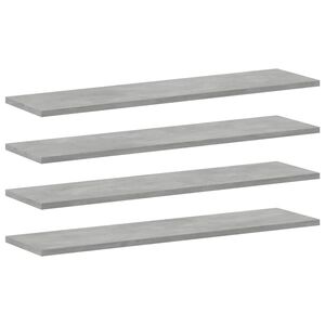 vidaXL Kirjahyllytasot 4 kpl harmaa 80x20x1,5 cm teknisest&auml; puusta