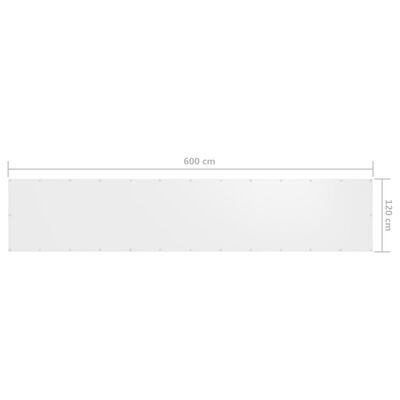 vidaXL Parvekkeen suoja valkoinen 120x600 cm Oxford kangas