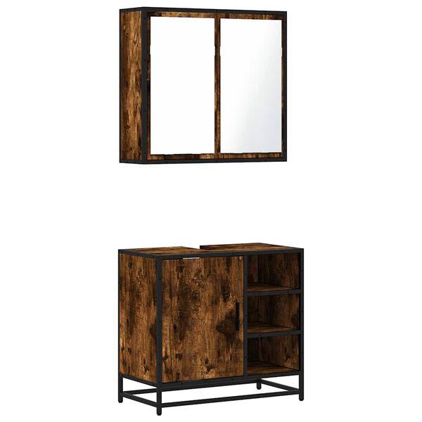 vidaXL 2-osainen Kylpyhuoneen kalustesarja savutammi tekninen puu