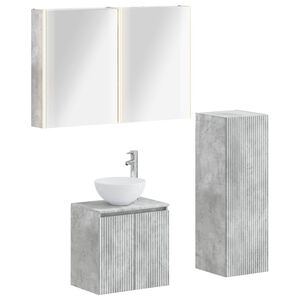 vidaXL Kylpyhuonekalustesetti 4 pcs Betoninharmaa Tekninen puu ja lasi