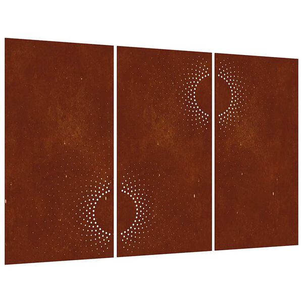 vidaXL Puutarhasein&auml;koristeet 3kpl 105x55 cm corten ter&auml;s aurinkokuvio
