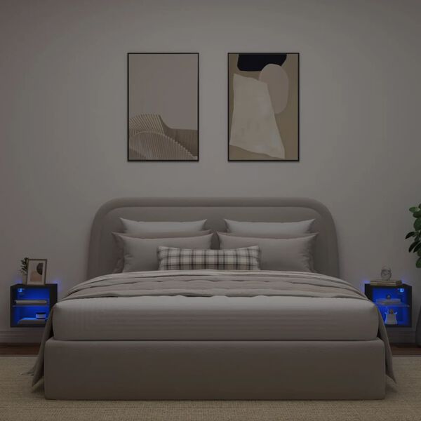 vidaXL TV-sein&auml;kaapit LED-valoilla 2 kpl musta 30x28,5x30 cm