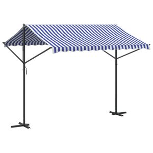 vidaXL Vapaasti seisova markiisi sin./valk. 300x300 cm kangas ja ter&auml;s