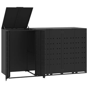 vidaXL Roskalaatikon s&auml;ilytystila kolmelle musta 207x79x117 cm ter&auml;s