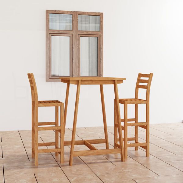 vidaXL 3-osainen ulkotilojen baariryhm&auml; t&auml;ysi akaasiapuu