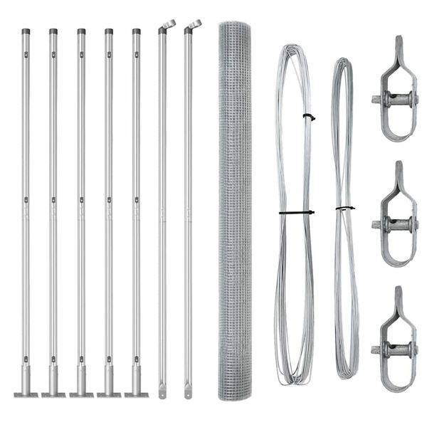 vidaXL Aita paalujen kanssa Hopea 1.6 x 10 m Teräs