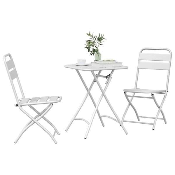 vidaXL Bistrosetti 3 pcs Valkoinen Teräs
