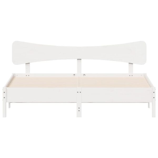 vidaXL S&auml;ngynrunko ilman patjaa valkoinen 160x200 cm t&auml;ysi m&auml;nty