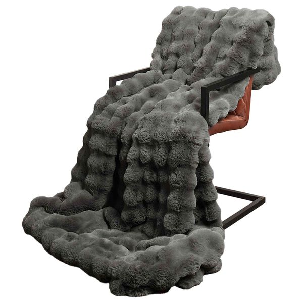 vidaXL Tekoturkki J&auml;niksen Peitto 4 pcs Tumma harmaa 240 x 270 cm