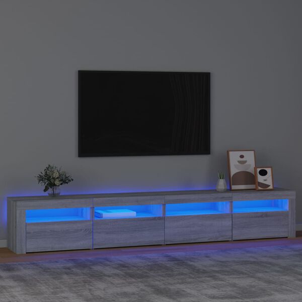 vidaXL TV-taso LED-valoilla harmaa Sonoma 240x35x40 cm