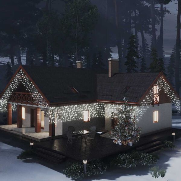 vidaXL LED-valonauhaverho j&auml;&auml;puikot 10 m 400 LEDi&auml; kylm&auml; valkoinen