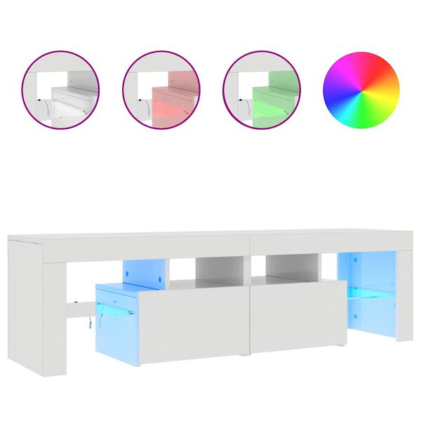 vidaXL TV-taso LED-valoilla korkeakiilto valkoinen 140x36,5x40 cm