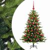 vidaXL Muovinen joulukuusi koristeilla 120 cm 150 LEDi&auml;