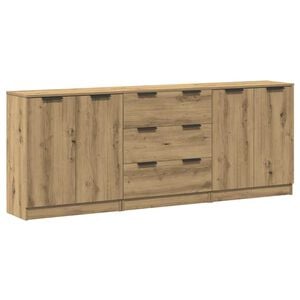 vidaXL Senkit 3 kpl K&auml;sity&ouml;l&auml;inen tammi 60x30x70 cm suunniteltu puu