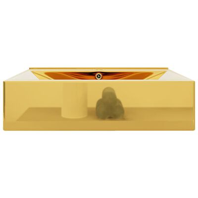 vidaXL Pesuallas ylivuodolla 60x46x16 cm keraaminen kulta