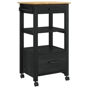 vidaXL Keitti&ouml;vaunu MONZA Musta 48 x 40 x 88,5 cm Massiivinen m&auml;nty