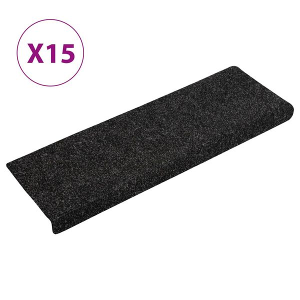 vidaXL Porrasmatot itseliimautuvat 15 kpl 65x21x4 cm musta suorakaiteen muotoinen reuna