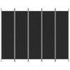 vidaXL 5-paneelinen Tilanjakaja musta 250x200 cm kangas