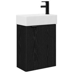 vidaXL Kylpyhuoneen kaappi hanalla Musta tammi 45,5 x 22,5 x 84 cm