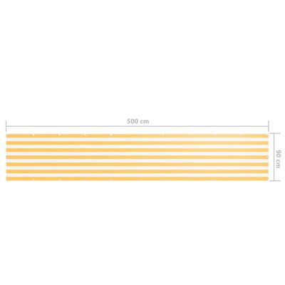 vidaXL Parvekkeen suoja valkoinen ja keltainen 90x500 cm Oxford kangas