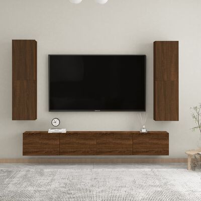 vidaXL Seinäkiinnitettävät TV-tasot 2 kpl ruskea tammi 30,5x30x110 cm