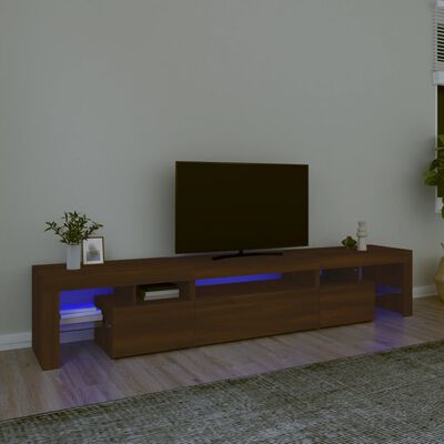 vidaXL TV-taso LED-valoilla ruskea tammi 215x36,5x40 cm