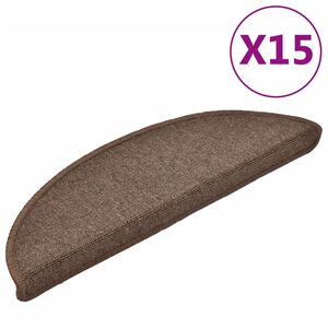 vidaXL Porrasmatot 15 kpl 56x17x3 cm kahvinruskea puolipy&ouml;re&auml;
