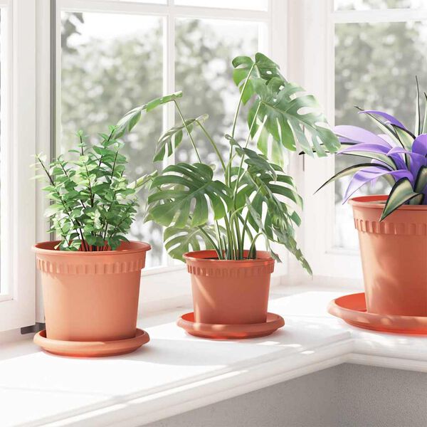 vidaXL Py&ouml;re&auml; kukkaruukku 24 pcs Tiilenpunainen &Oslash; 12,5 x 10 cm Muovi