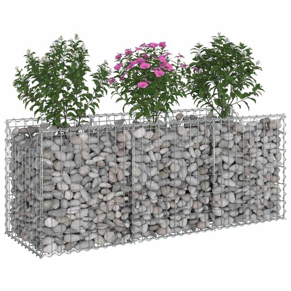 vidaXL Gabion Kohotettu Peti Hopea 150 x 50 x 60 cm Galvanoitu ter&auml;s